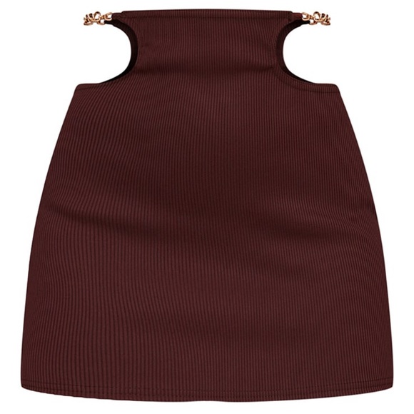 **NWT** PLT Chain waist cut-out ribbed micro mini skirt - Picture 6 of 9